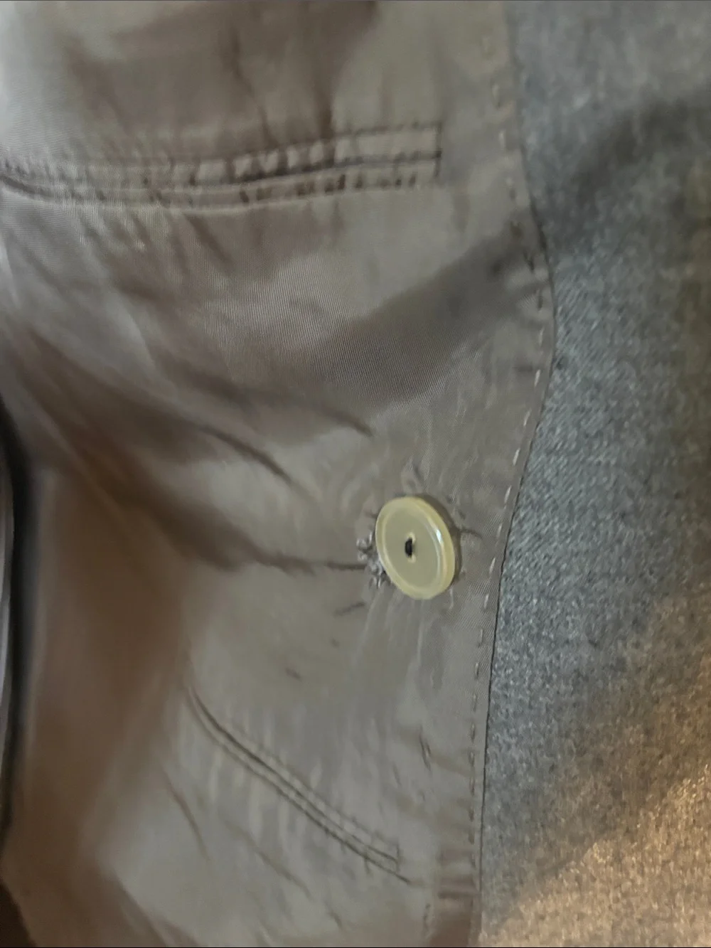 Pur Double-Breasted Gray Wool Suit Jacket